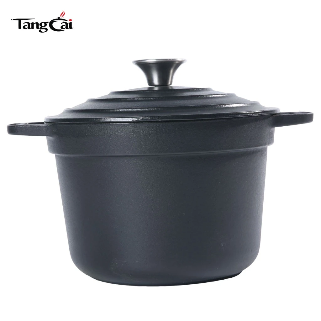 Nonstick Cast Iron Rice Cooker with Inner Lid, Tall Deep Body Rice Pot Excellent Heat Retention Keep Warm Design For Daily Meal