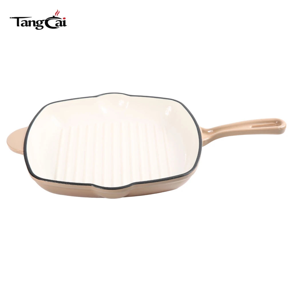 Casting Manufacturer Supply Enameled Cast Iron Steak Grill Pan Nonstick Square Grilling Pan Frying Pan Supermarket Quality