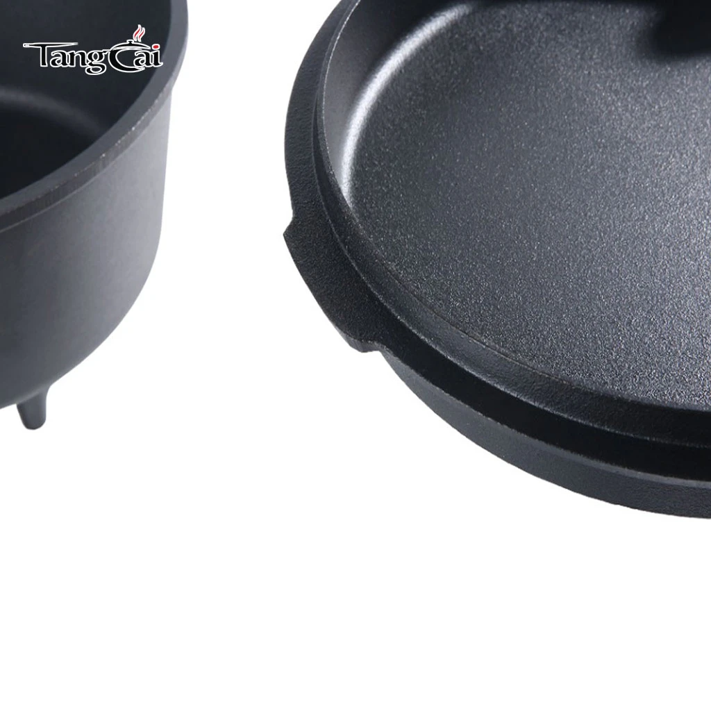 Factory Supply 6QT Cast Iron Dutch Oven Nonstick Camping Cooking Pot with Lid Heavy Duty Outdoor Cookware