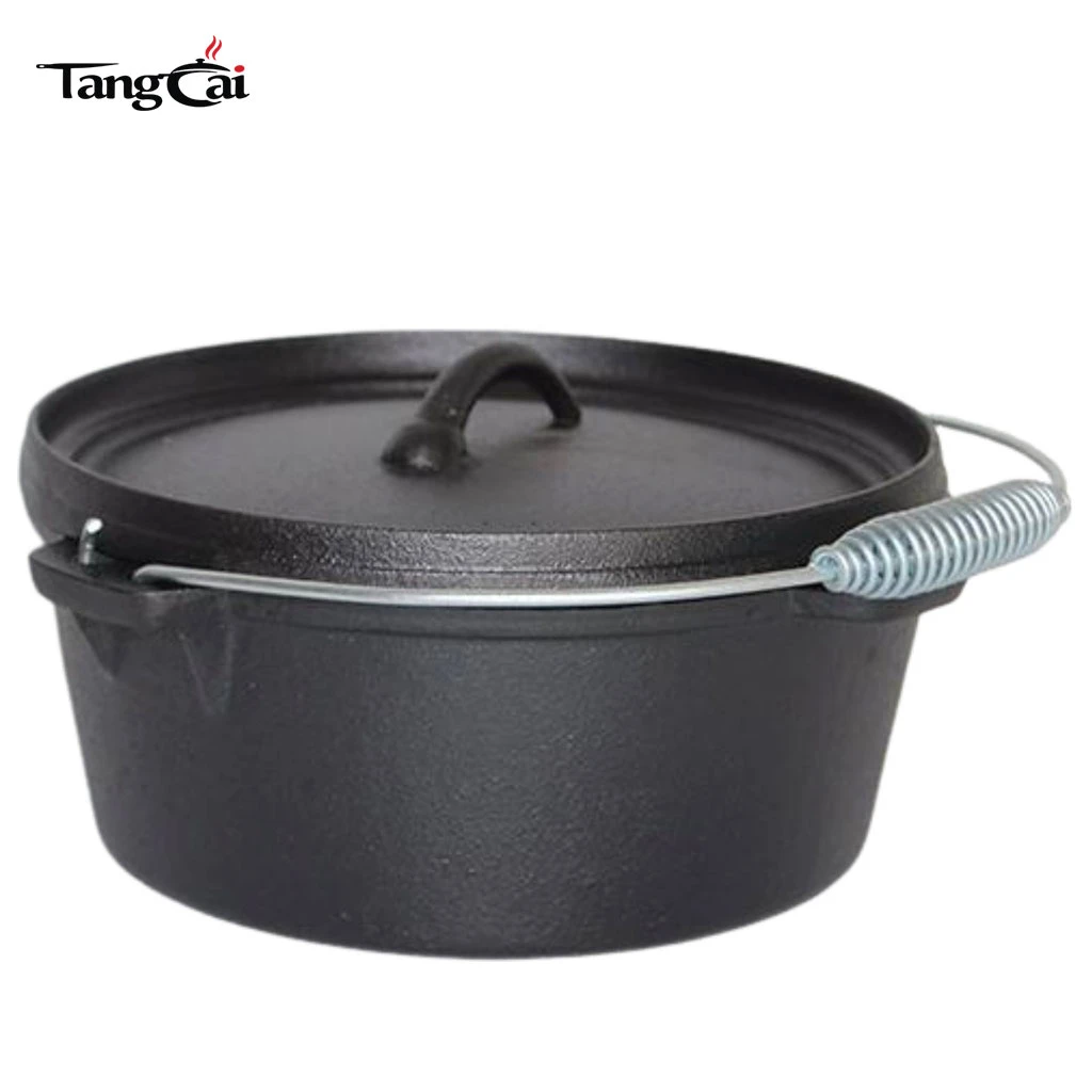 7-Piece Cast Iron Cookware Set with Wooden Box for Camp Cooking