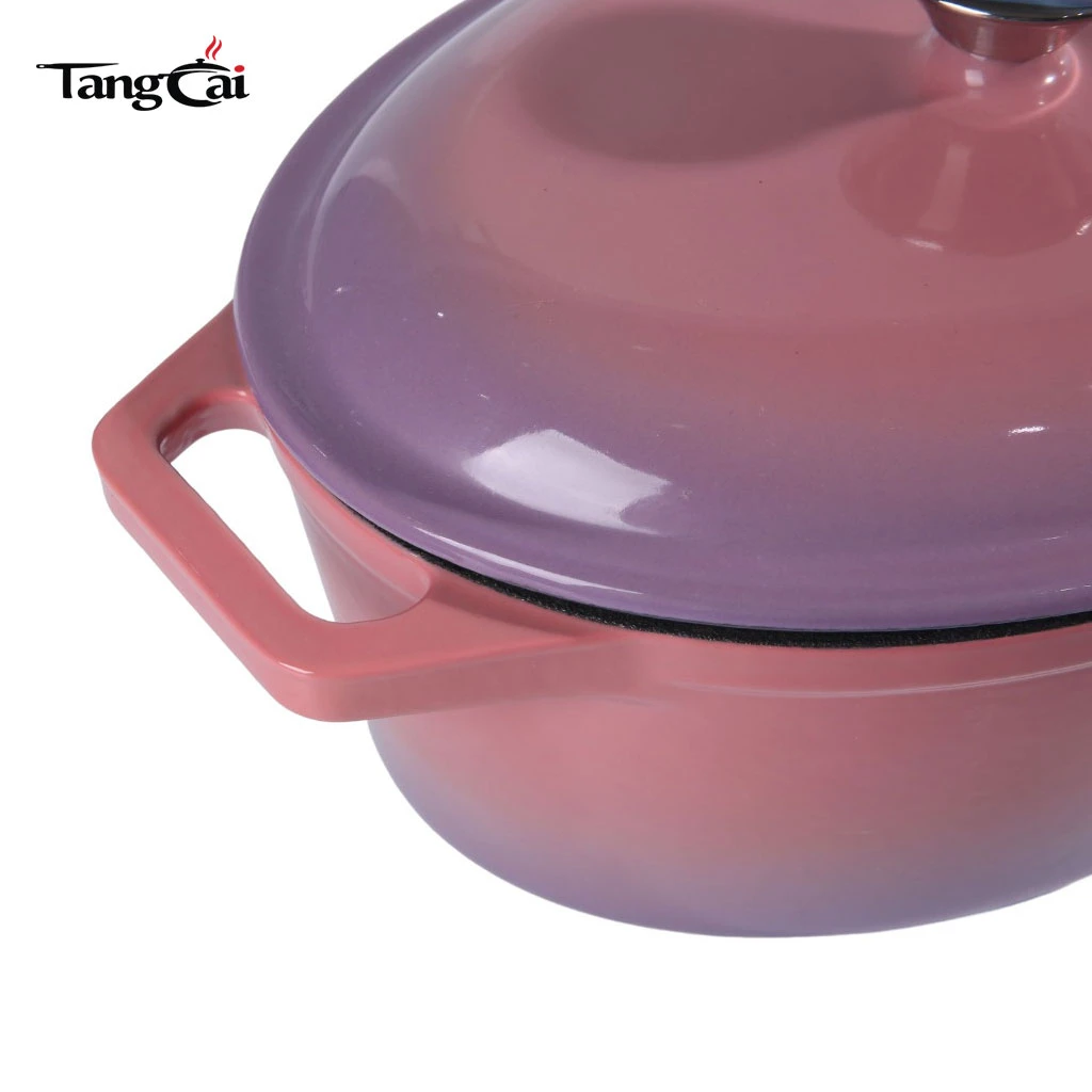 4PCS EnameledCast Iron Cookware Se Nonstick Multi-purpose Pots and Pans Set for Family Cooking Oven Safe Induction Compatible