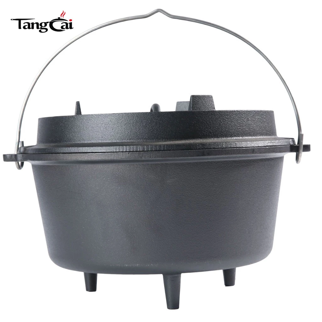 Factory Supply 6QT Cast Iron Dutch Oven Nonstick Camping Cooking Pot with Lid Heavy Duty Outdoor Cookware