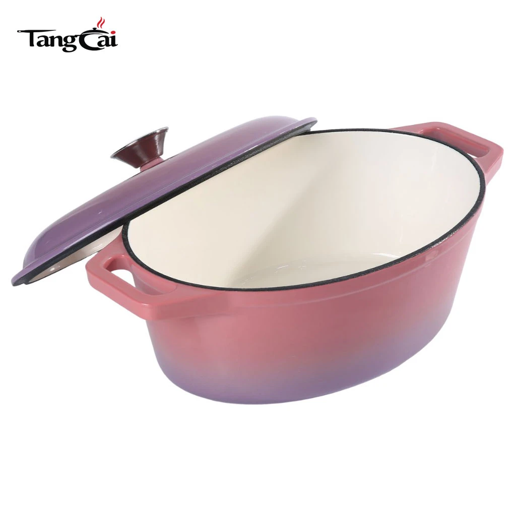 4PCS EnameledCast Iron Cookware Se Nonstick Multi-purpose Pots and Pans Set for Family Cooking Oven Safe Induction Compatible
