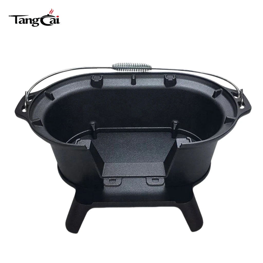 Source Factory Mini Camp Gear Small Portable Cast Iron Charcoal BBQ Grill Camping Stove Ideal for Indoor Outdoor Picnic Party