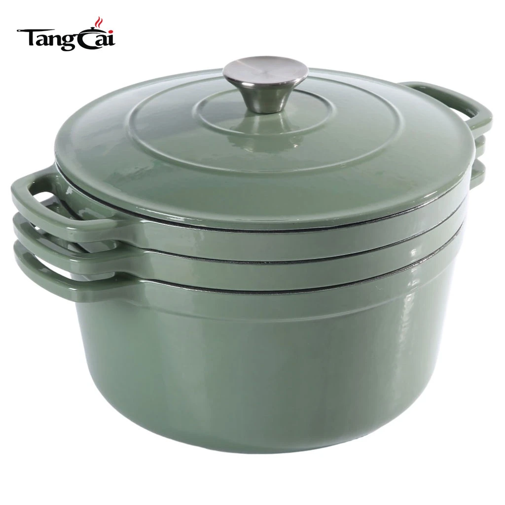 B2B Cookware Expert Hot Sale Stackable Enamel Cookware Set 3in1 5QT Pot with Lid 10inch Skillet 4QT Frying Pan with Lid