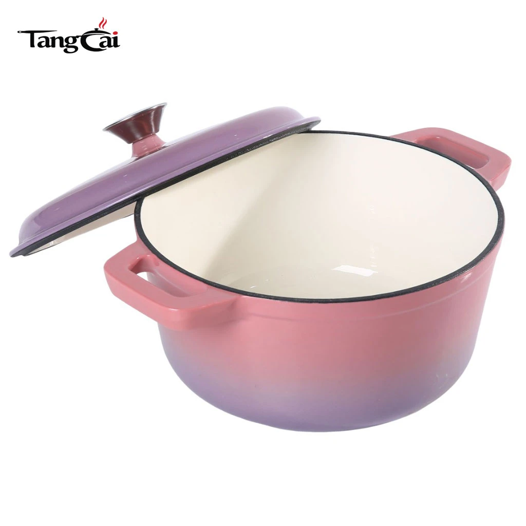4PCS EnameledCast Iron Cookware Se Nonstick Multi-purpose Pots and Pans Set for Family Cooking Oven Safe Induction Compatible