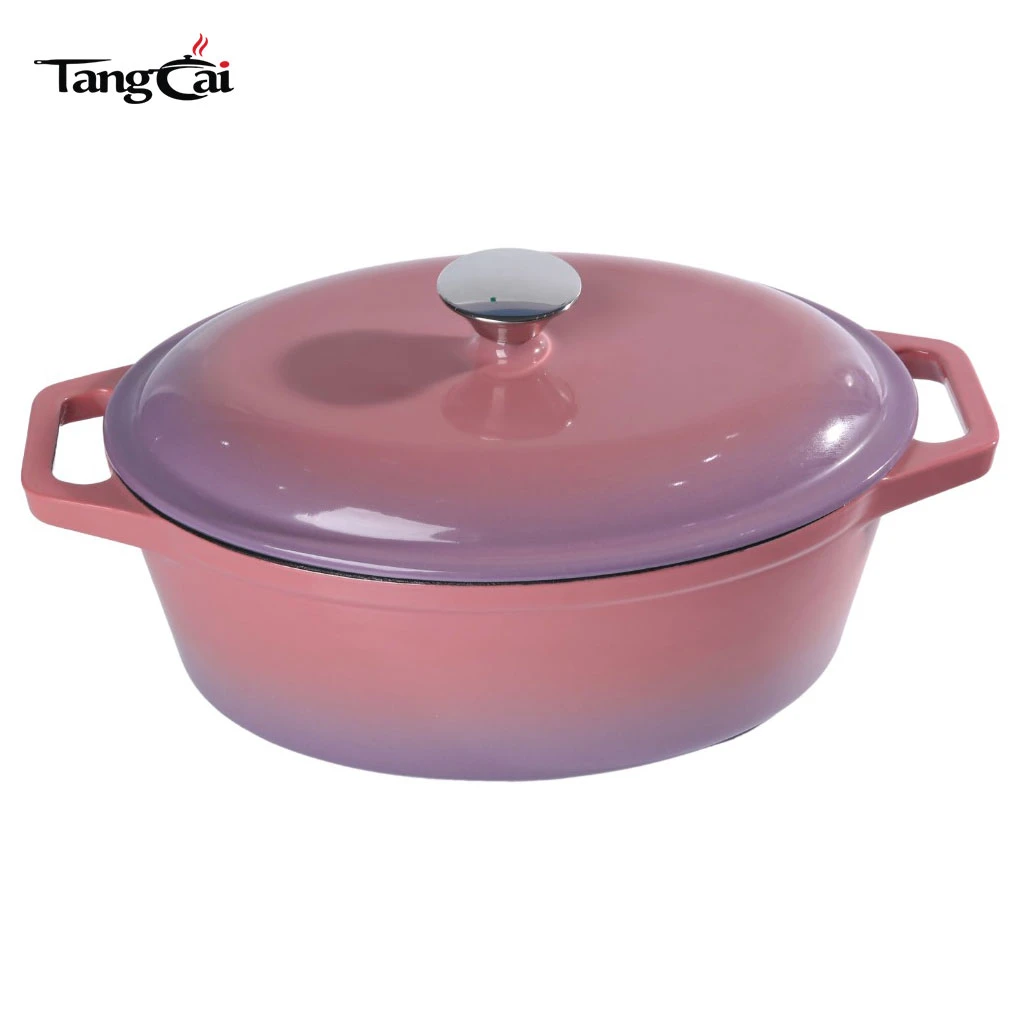 4PCS EnameledCast Iron Cookware Se Nonstick Multi-purpose Pots and Pans Set for Family Cooking Oven Safe Induction Compatible