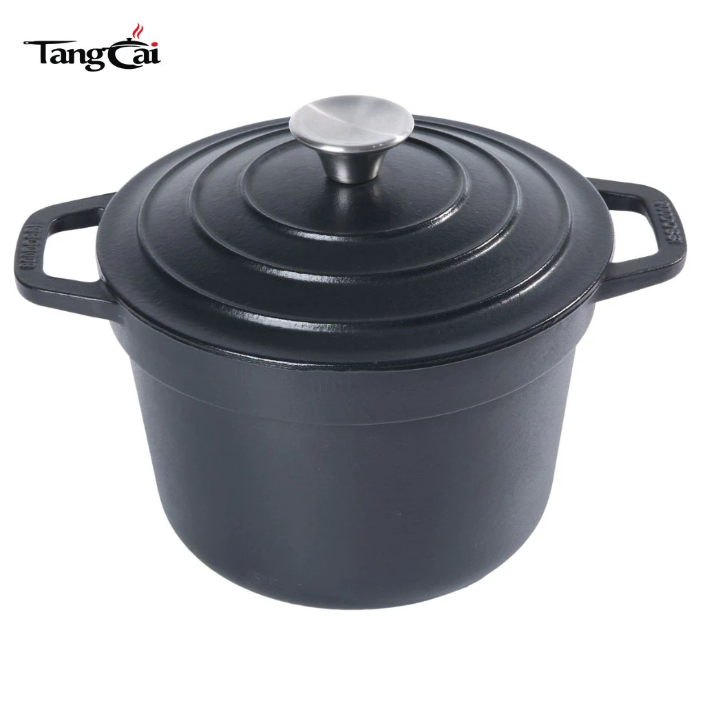 Nonstick Cast Iron Rice Cooker with Inner Lid, Tall Deep Body Rice Pot Excellent Heat Retention Keep Warm Design For Daily Meal