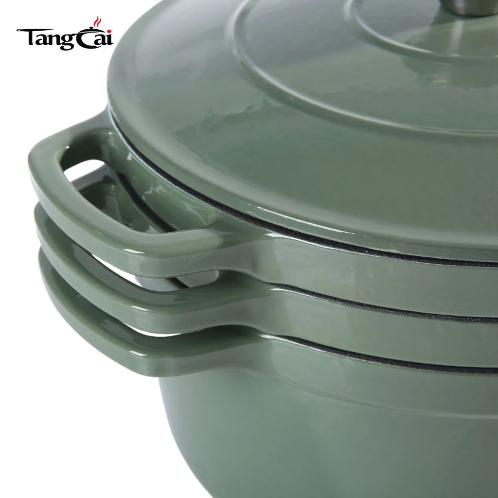 B2B Cookware Expert Hot Sale Stackable Enamel Cookware Set 3in1 5QT Pot with Lid 10inch Skillet 4QT Frying Pan with Lid