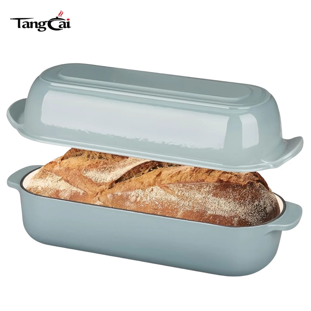12.5x5.5 inch 5QT Enameled Cast Iron Loaf Pan with Lid, Bread pan, Dutch Oven Bread pan for Homemade Sourdough Bread Baking