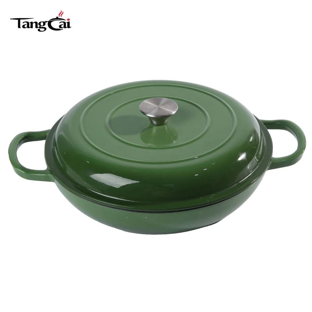 Market-Leading Design 3.8QT 30cm Shallow Enamel Coated Cast Iron Dutch Oven Casserole Dish