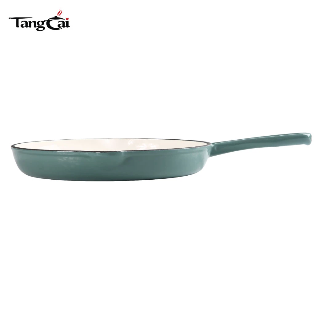 Factory Direct Sale 10 Inch 26cm Teal Color Enameled Cast Iron Pan Round Skillet For Brands and Retailers