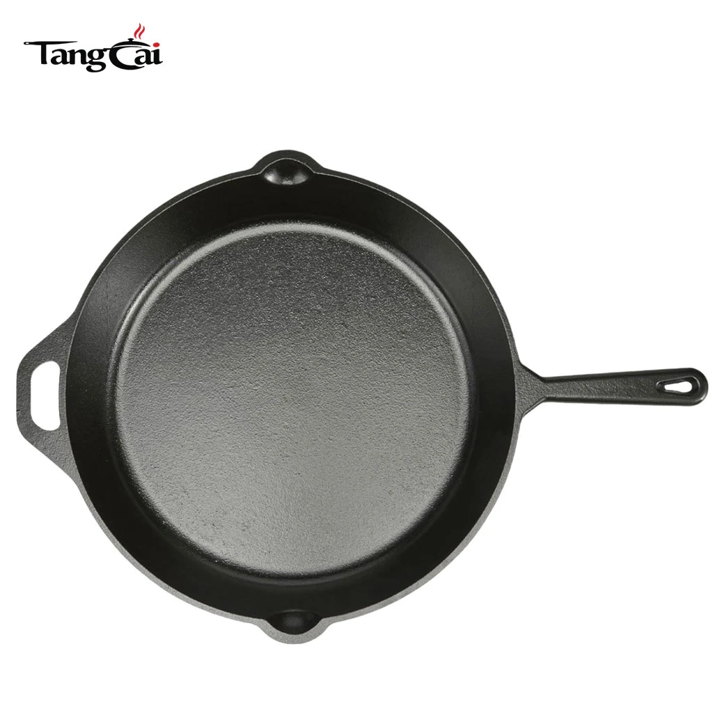 Factory Wholesale Heavy Duty 3-Piece Uncoated Non-Stick Cast Iron Skillet Frying Pan Iron Pan Skillet Set