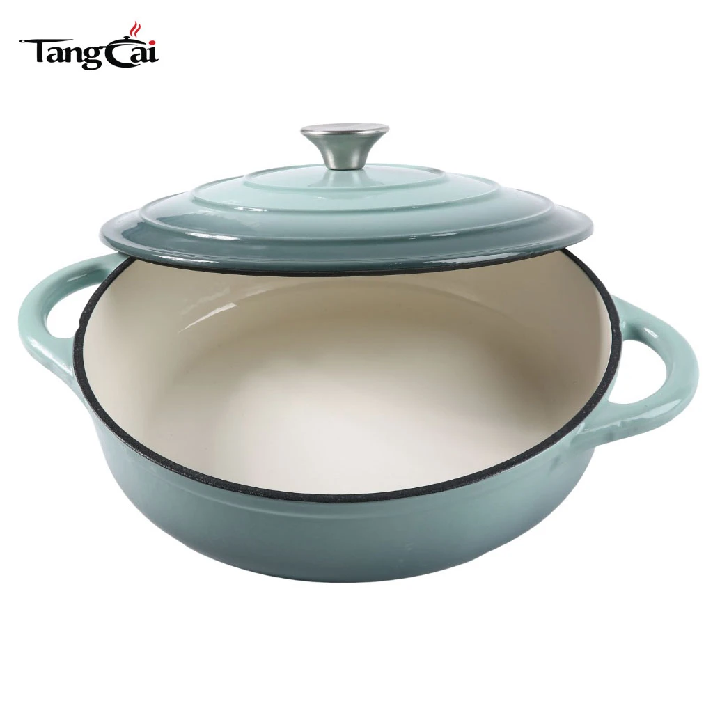 3.5QT Enameled Colorful Cast Iron Casseroles Shallow Braiser With Lid