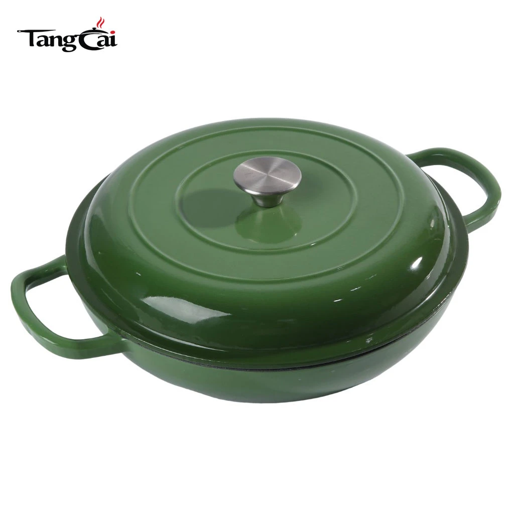Market-Leading Design 3.8QT 30cm Shallow Enamel Coated Cast Iron Dutch Oven Casserole Dish
