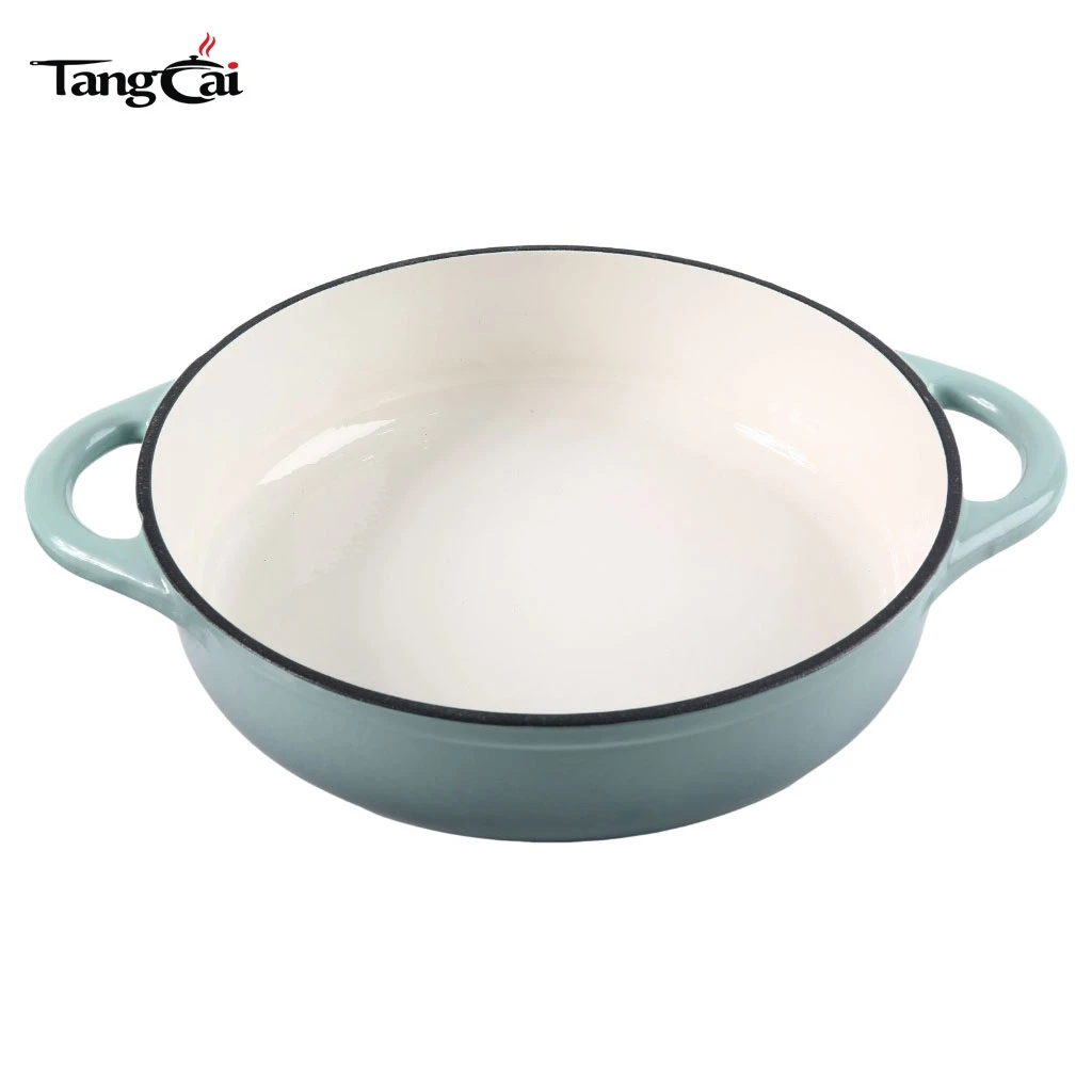 3.5QT Enameled Colorful Cast Iron Casseroles Shallow Braiser With Lid