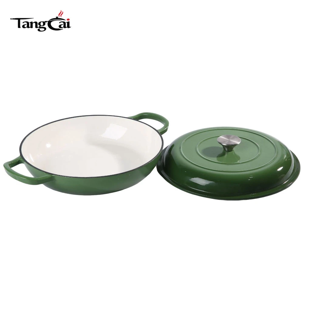 Market-Leading Design 3.8QT 30cm Shallow Enamel Coated Cast Iron Dutch Oven Casserole Dish