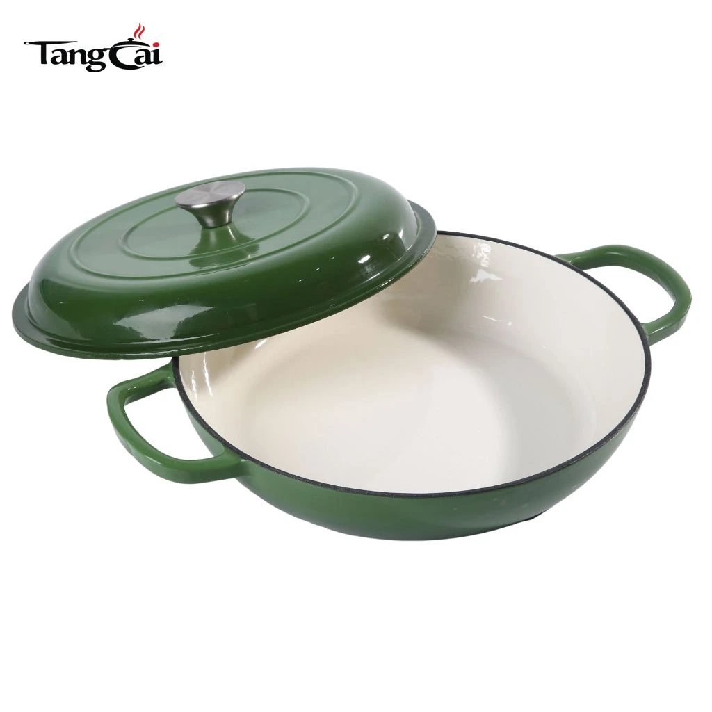 Market-Leading Design 3.8QT 30cm Shallow Enamel Coated Cast Iron Dutch Oven Casserole Dish