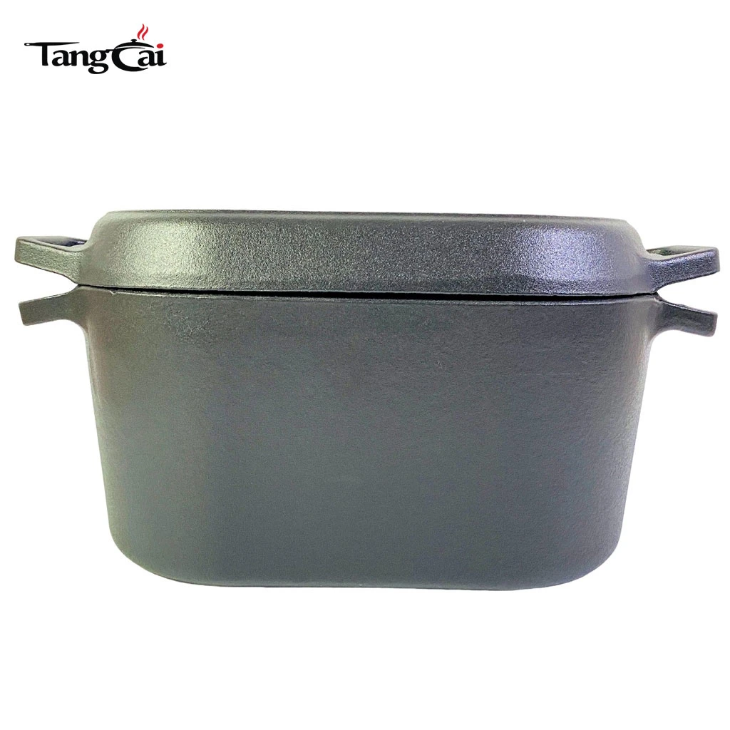2in1 PreSeasoned Cast Iron Dutch Oven with Skillet Lid Loop Handles Heavy Bake Pan for Bread Baking Frying Camping BBQ Grilling