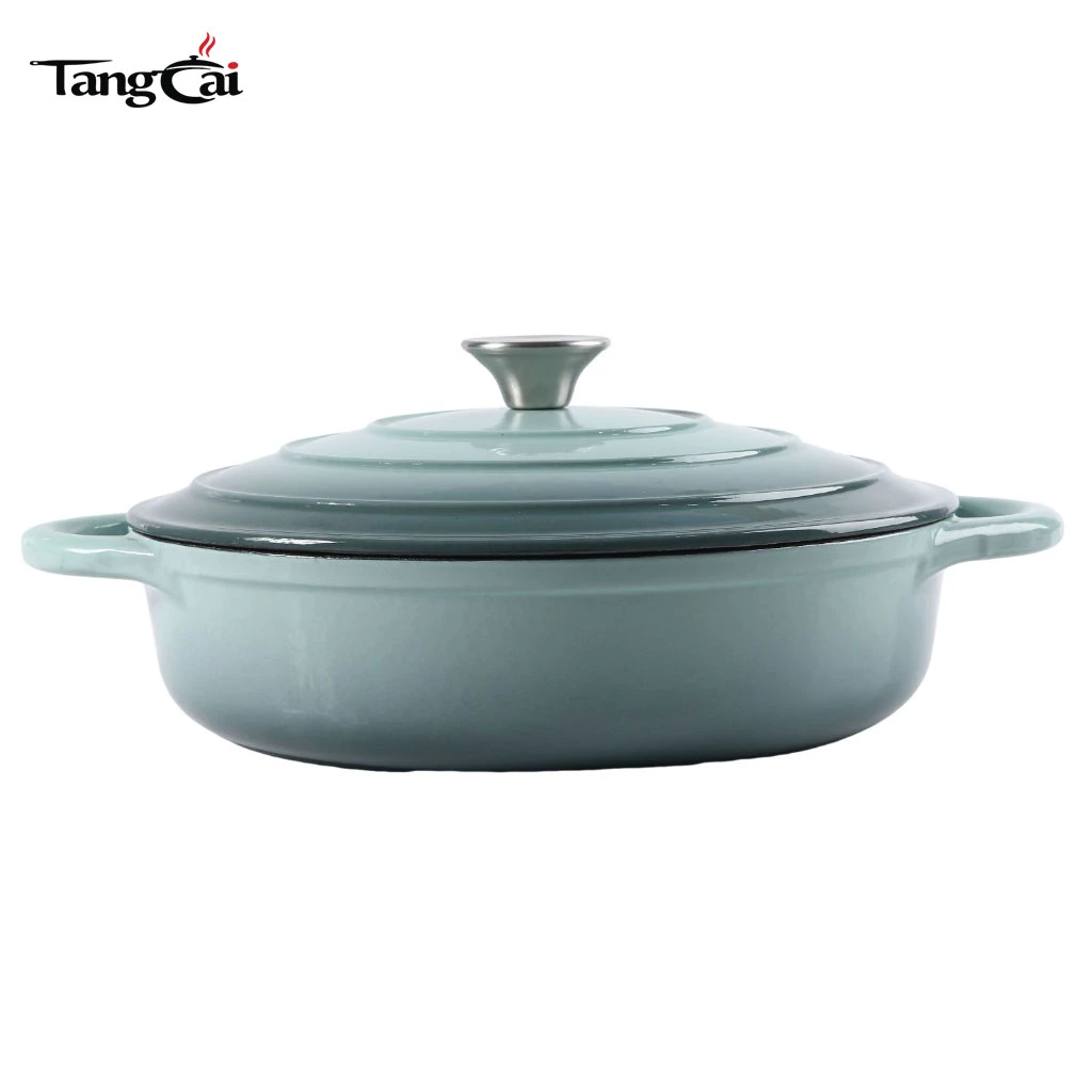 3.5QT Enameled Colorful Cast Iron Casseroles Shallow Braiser With Lid