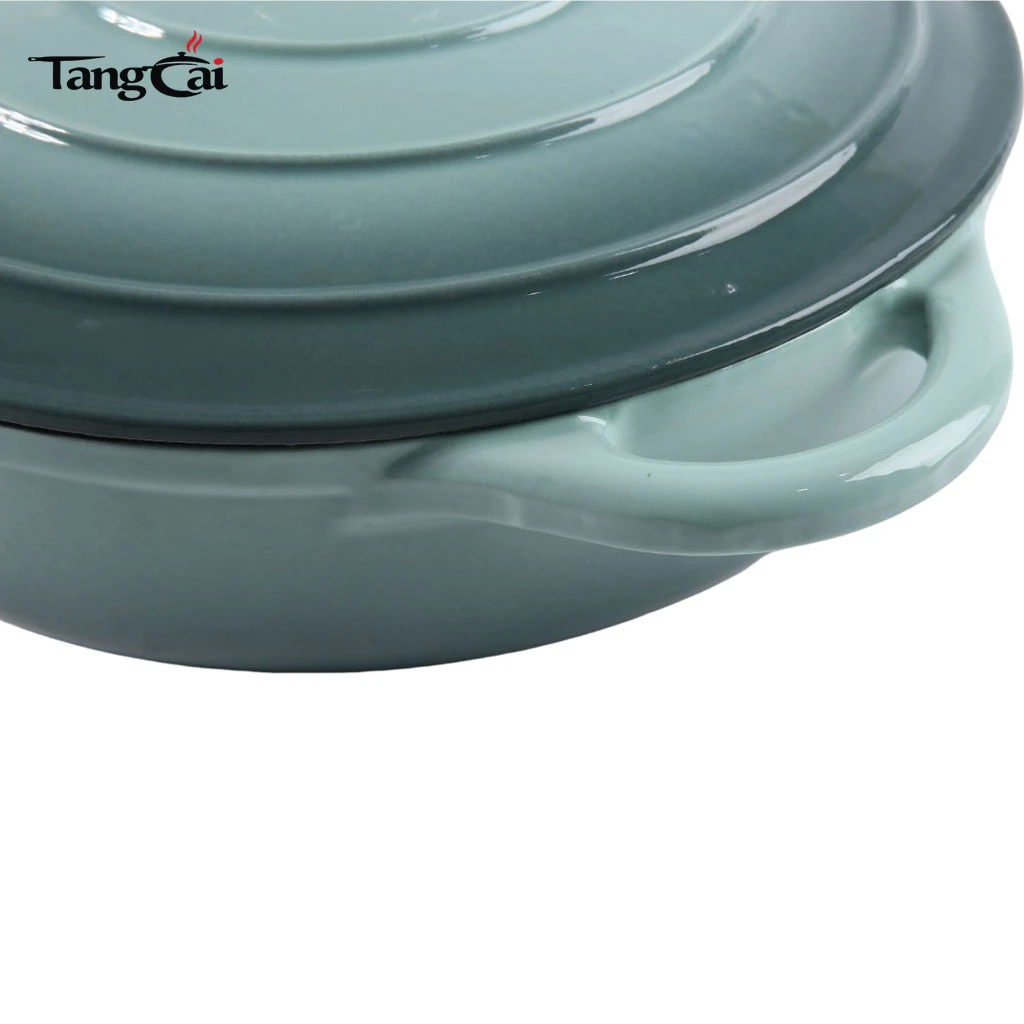 3.5QT Enameled Colorful Cast Iron Casseroles Shallow Braiser With Lid