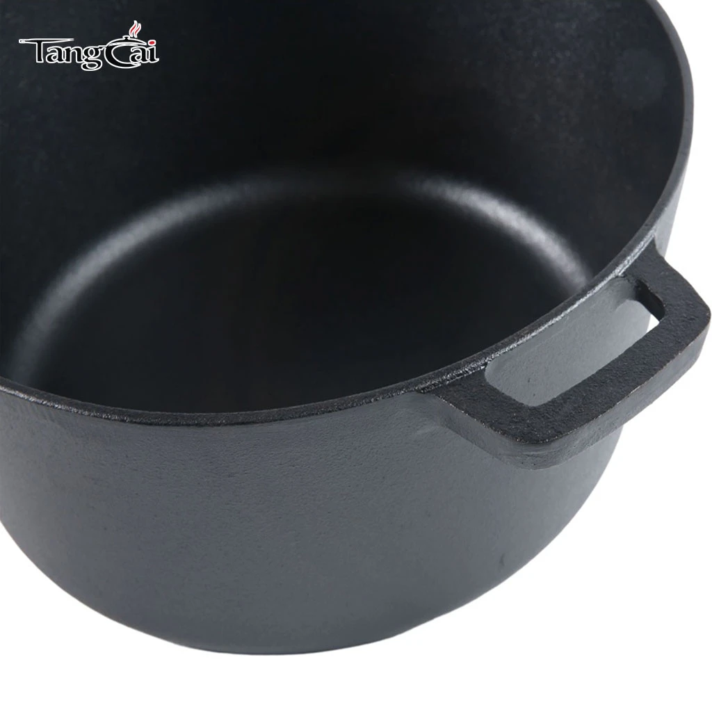Hot Design Cast Iron Double Dutch Oven Pre-Seasoned 2-in-1 Cast Iron Cookware - Pot & Skillet Combo Cooker Oven-Safe