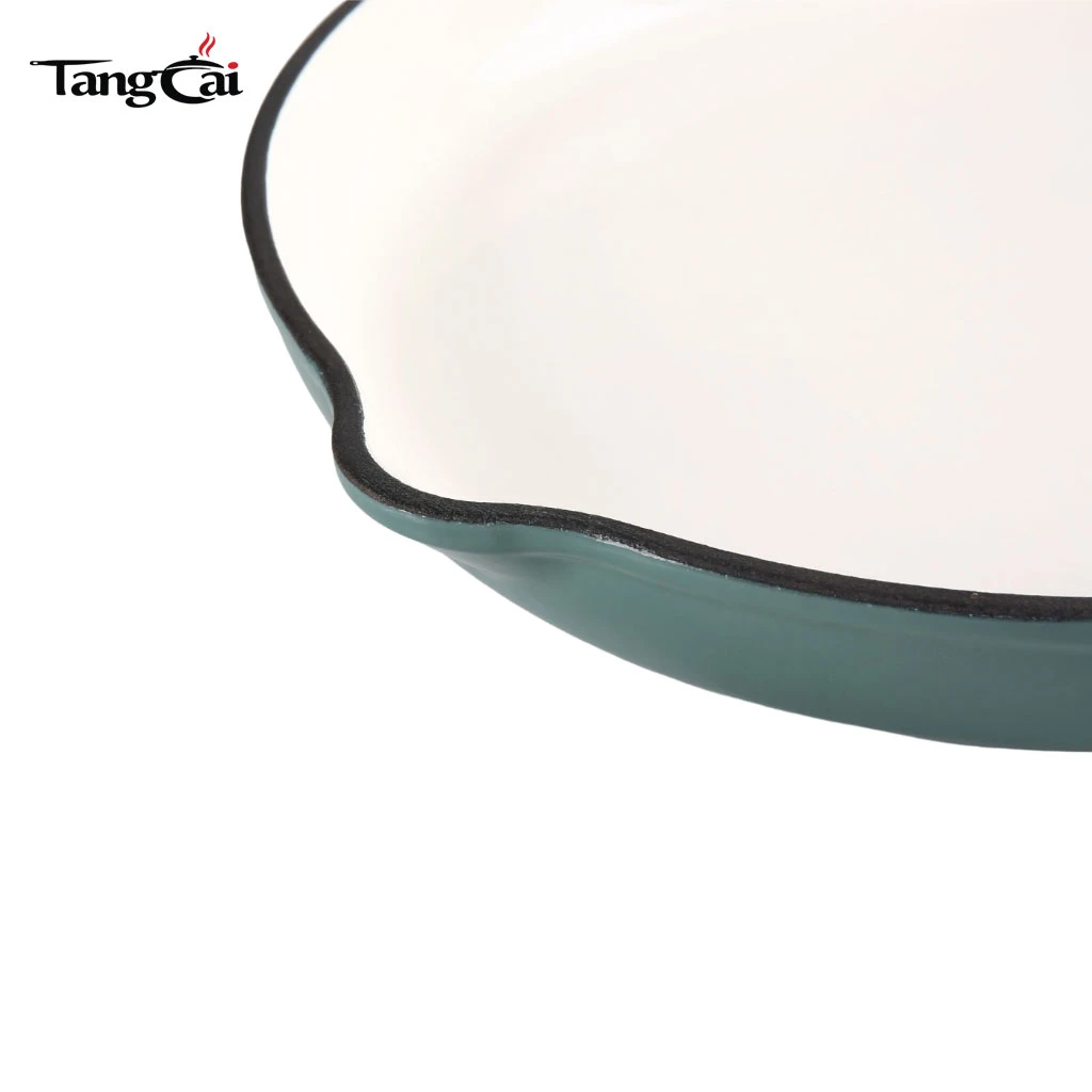 Factory Direct Sale 10 Inch 26cm Teal Color Enameled Cast Iron Pan Round Skillet For Brands and Retailers