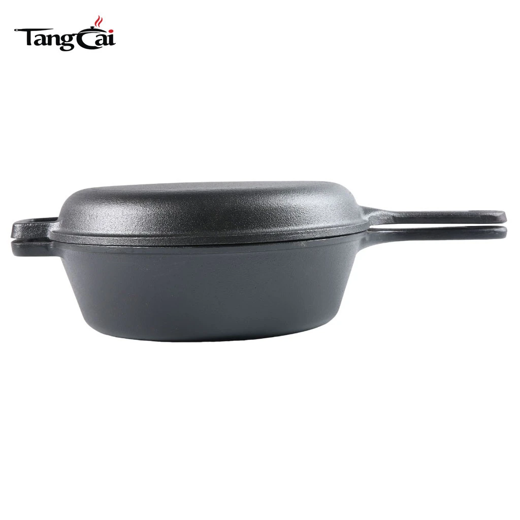 Cast Iron Combo Cooker PFAS-Free 2-in-1 3.2 Quart Dutch Oven and 10 Inch Skillet Set for Sourdough Baking, Frying, and Camping