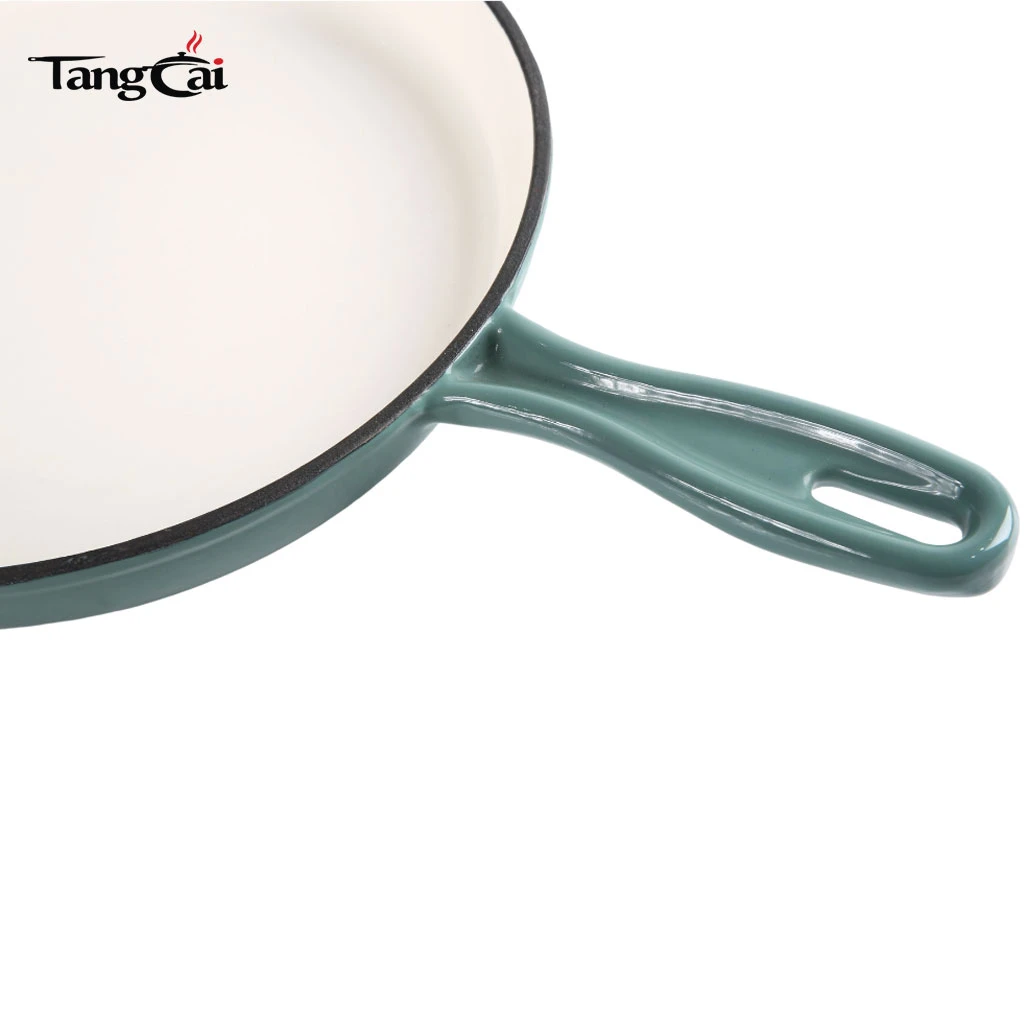Factory Direct Sale 10 Inch 26cm Teal Color Enameled Cast Iron Pan Round Skillet For Brands and Retailers
