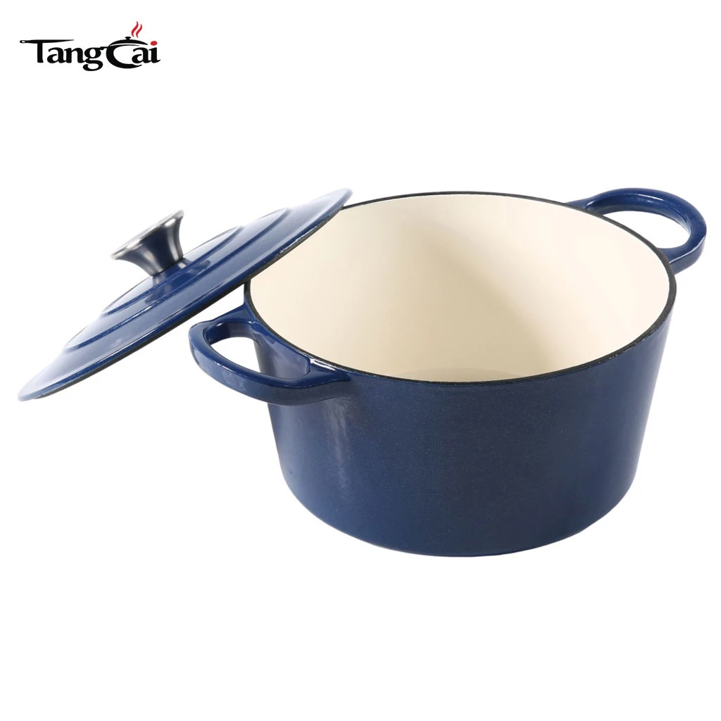 Non-Stick Large Cooking Pot Enameled Cast Iron Dutch Oven 6.5 Qt Fit All Stoves Food Safety Management Certified