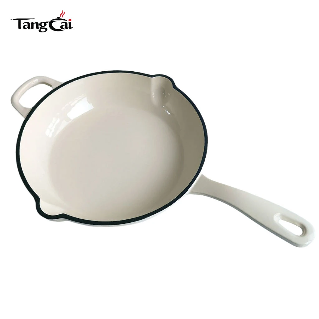 10 Inch Enameled Cast Iron Skillet with Handles - Ideal for Searing, Roasting, Frying