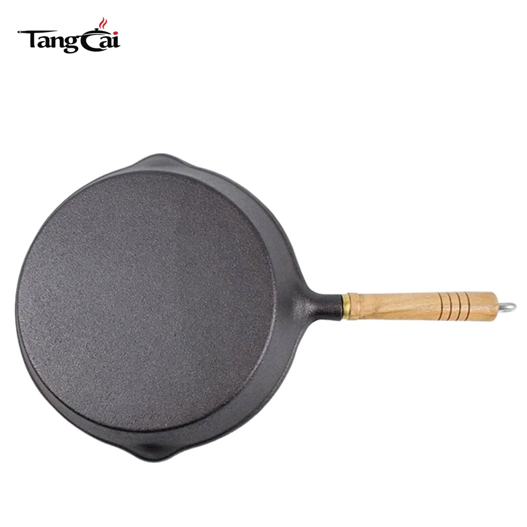 3‑Piece Mini Cast‑Iron Skillet Set &ndash; Pre‑Seasoned, Non‑Stick, Wood‑Handled Frying Pans with Removable Handles and double spouts 6inch 8inch 10inch