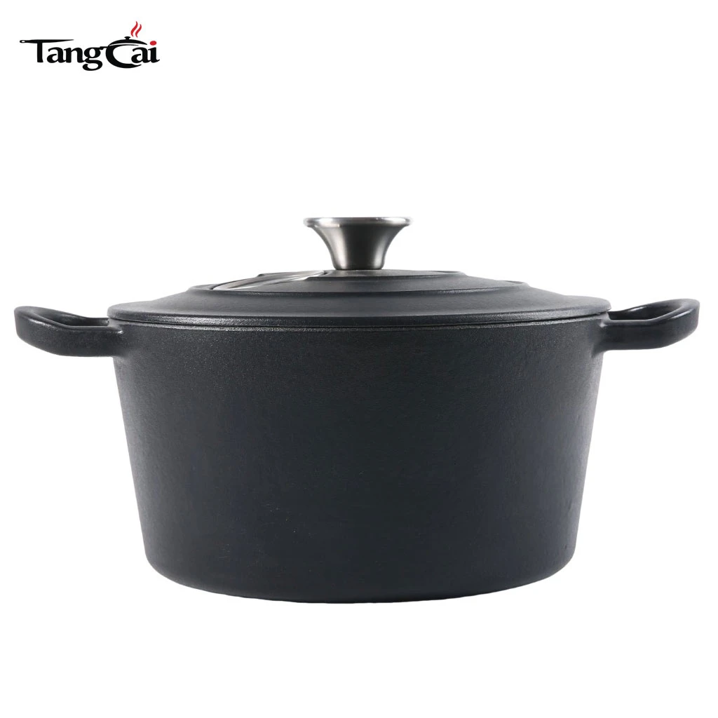 2026 New Design Cookware Cast Iron Enamel Coated Dutch Oven With Thermometer For Home Kitchen Daily Stewing Frying