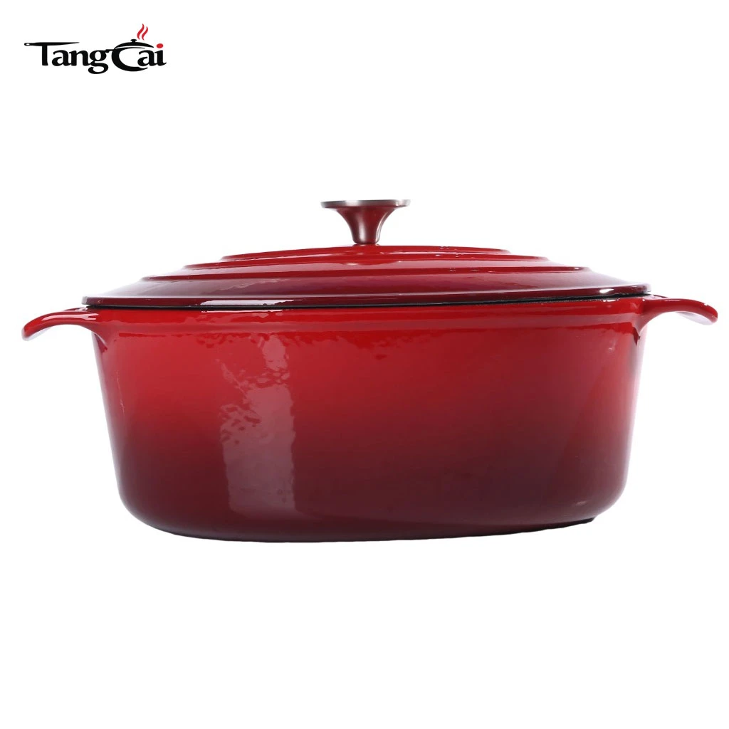 Large All In One Cookware Oval 6.5QT Enameled Cast Iron Dutch Oven, Family Size Casserole Stock Pot