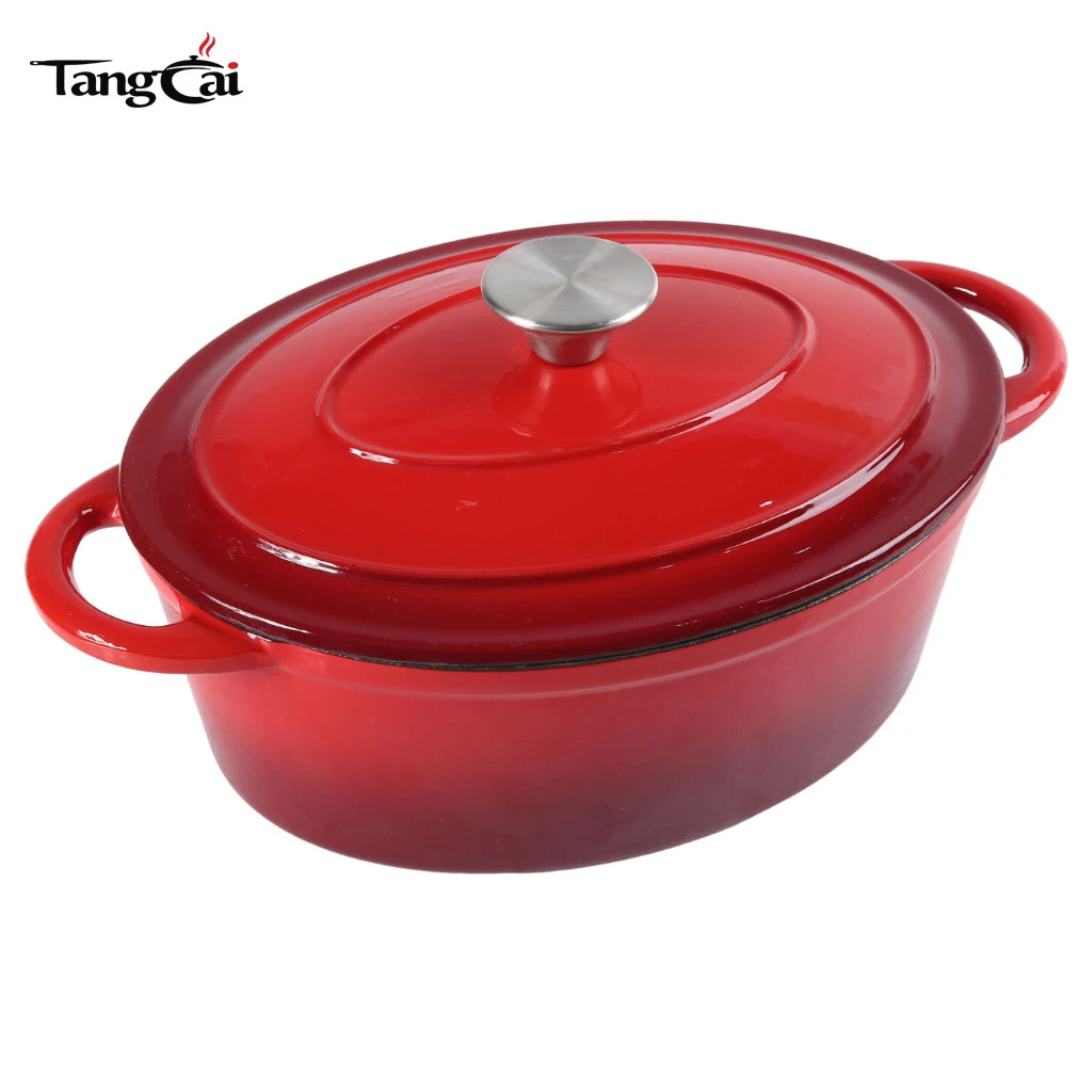 5.5 Quart Oval Enameled Cast Iron Dutch Oven Pot with Lid, Oven Safe up to 550&deg; F & Dishwasher Safe, Sturdy Dutch Oven Cookware