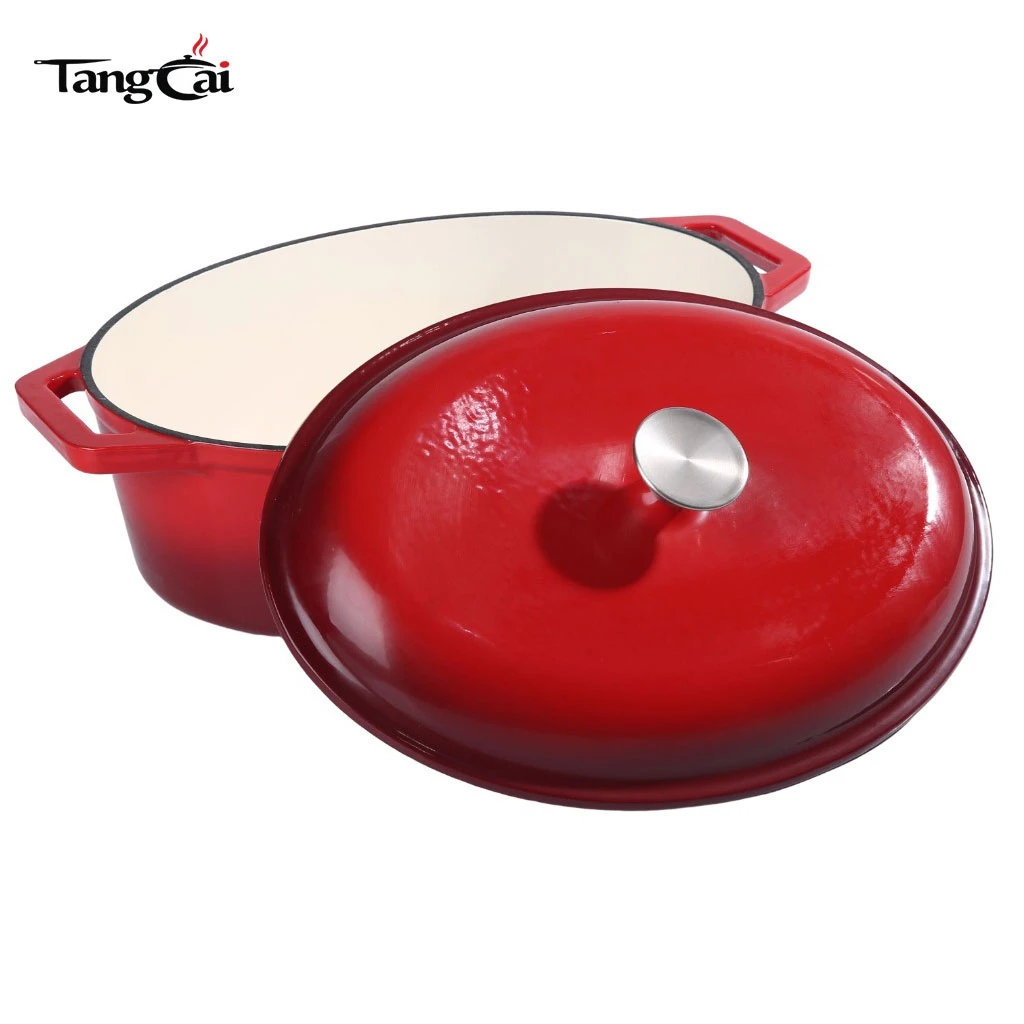 Custom Extra Large Capacity Enameled Cast Iron Dutch Oven, Big Size Oval Casserole Pot with Lid