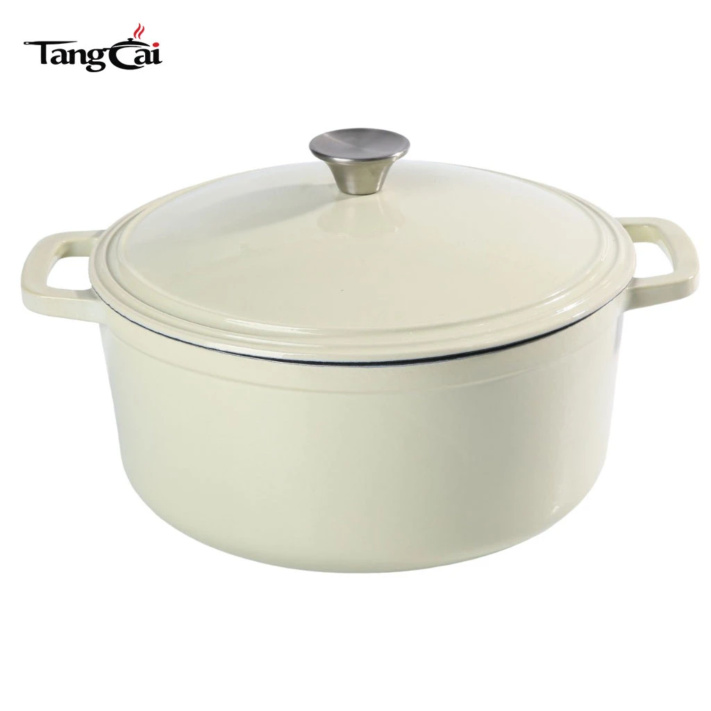Minimalist 5.5Quart Round Cream White Enameled Cast Iron Dutch Oven