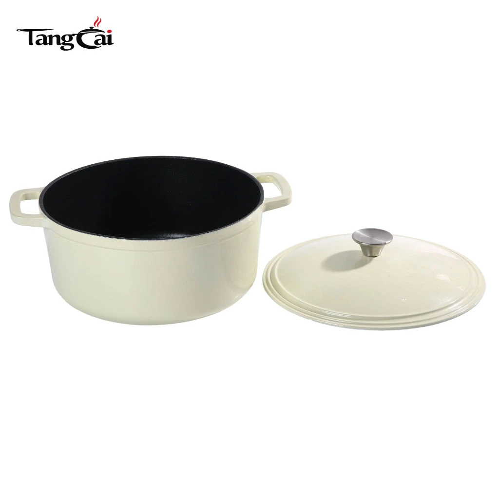 Minimalist 5.5Quart Round Cream White Enameled Cast Iron Dutch Oven