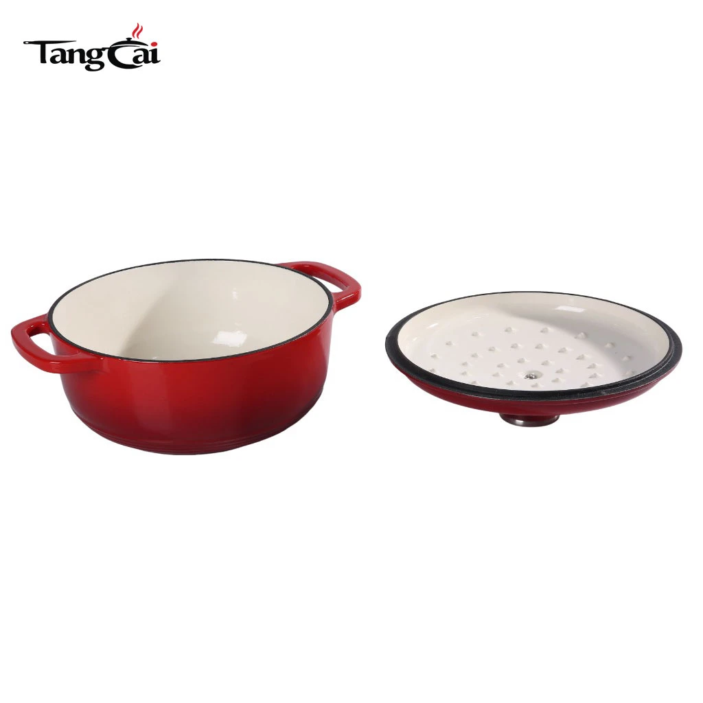 6QT Round Enameled Cast Iron Dutch Oven - Perfect for Sourdough Bread Baking