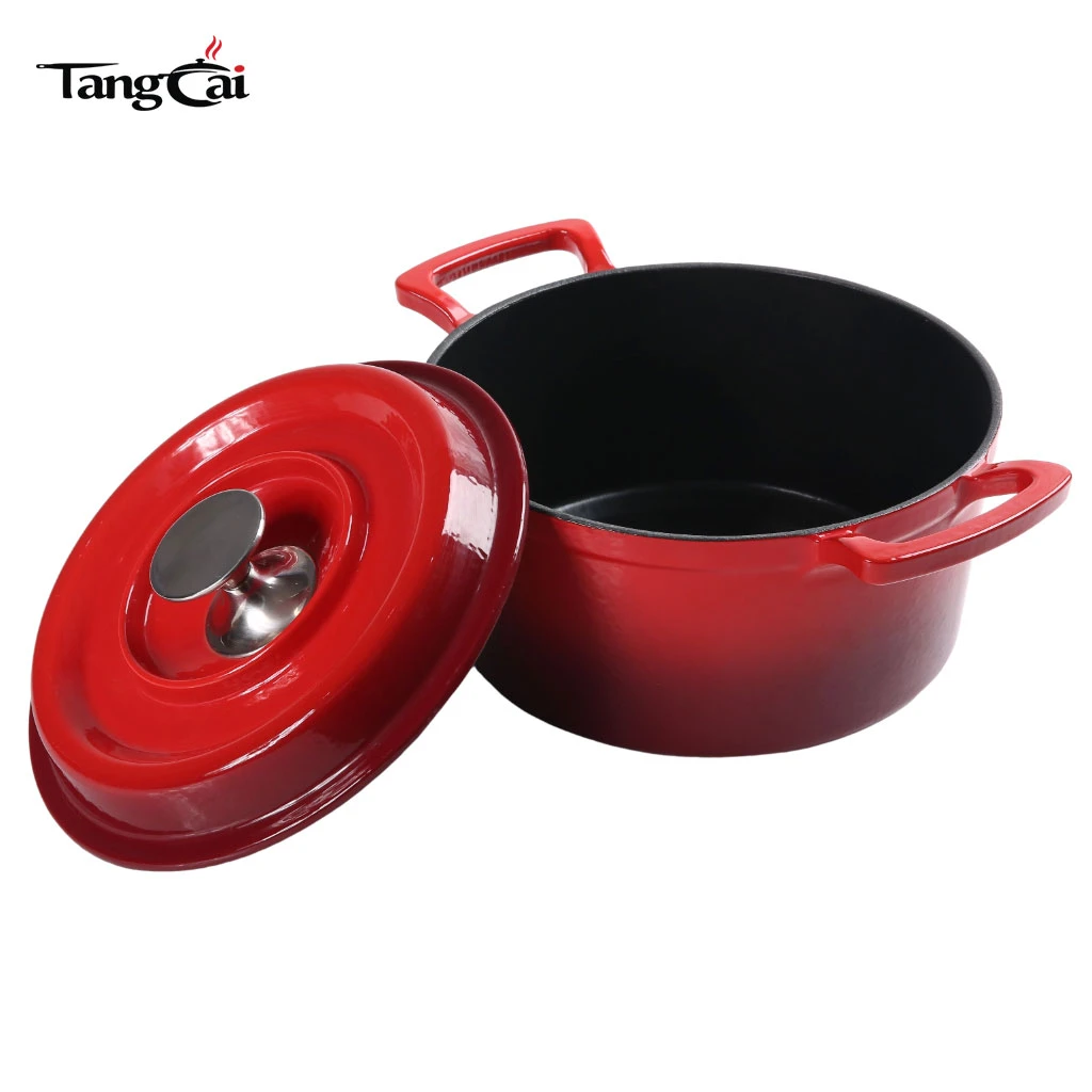 5QT Enamel Cast Iron Dutch Oven with Large Wider Handles