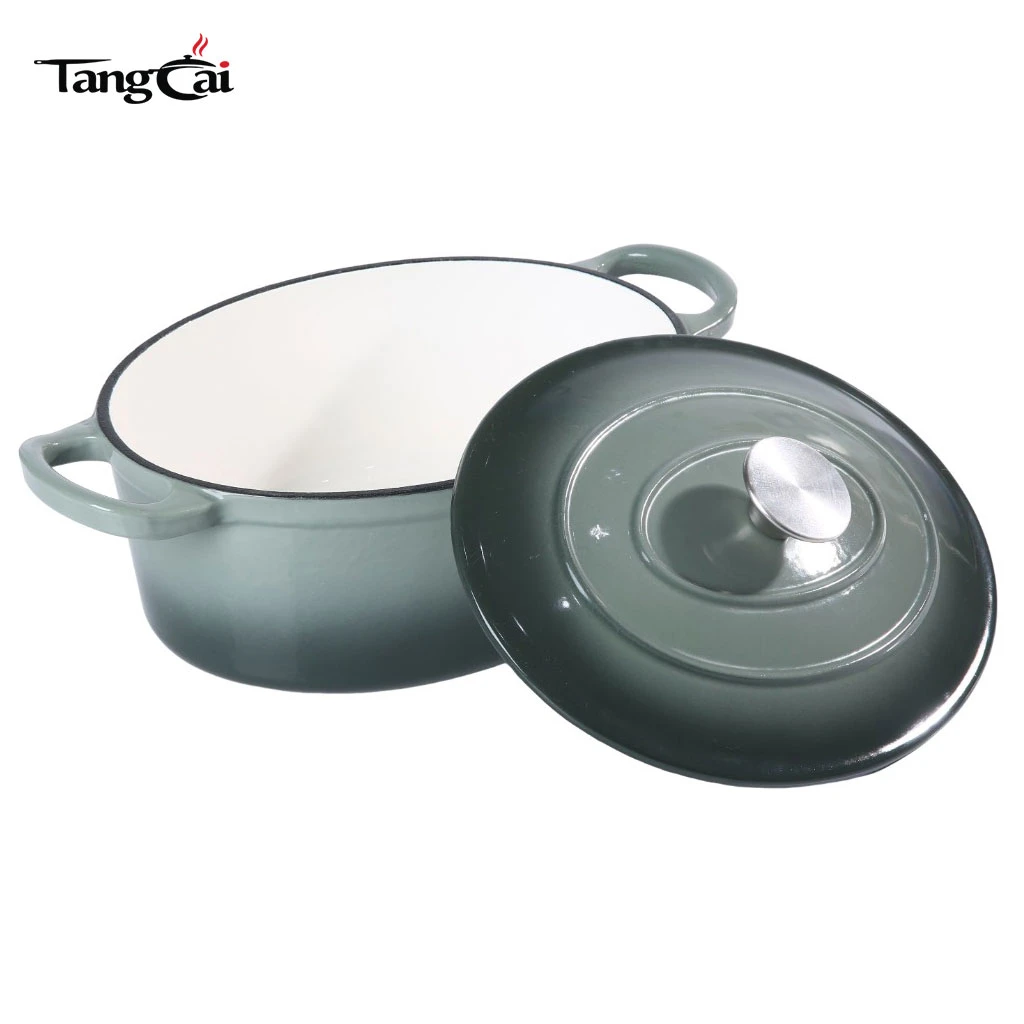 Large Capacity 6.5QT Oval Enamel Cast Iron Dutch Oven, Big Size Heavy-Duty Cooking Pot for Family Cooking