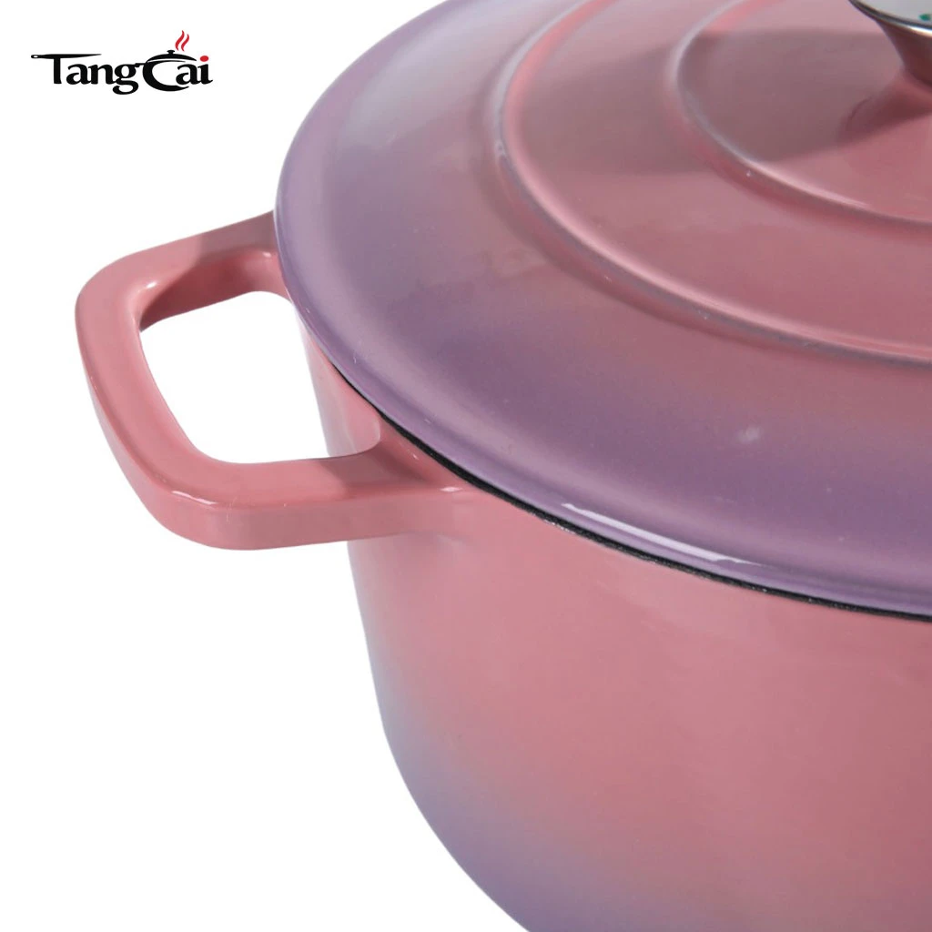 Custom 5.5QT Round Enameled Cast Iron Dutch Oven with Lid Nonstick Casserole Pot for Sourdough Bread Baking