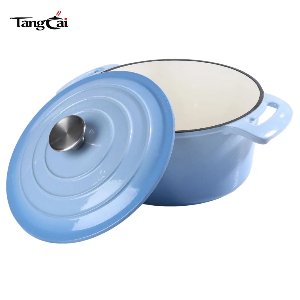 Factory Supply Light Blue Enameled Cast Iron Dutch Oven,Family Size Casserole Pot