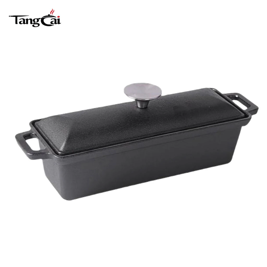 Rectangular Cast Iron Bread Oven, 10" x 5" Full Size Loaf - Dutch Oven Bread Cloche with Steam Circulating Lid for Perfect Sourdough Bread Baking