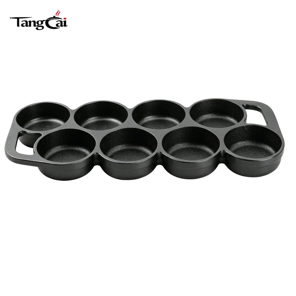 8-Hole Cast Iron Baking Mold, Pre-Seasoned Muffin & Cornbread Pan, Non-Stick Skillet for Individual Baking and Breakfast