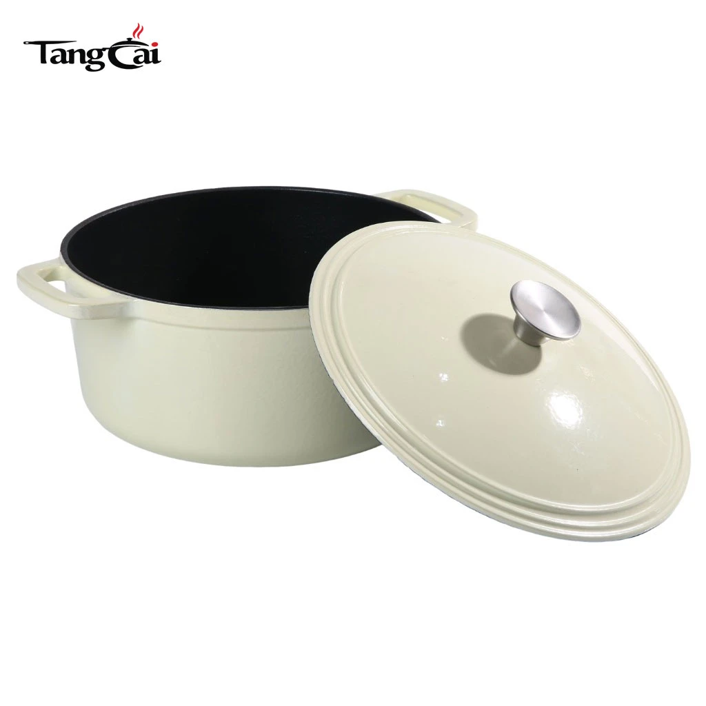 Minimalist 5.5Quart Round Cream White Enameled Cast Iron Dutch Oven
