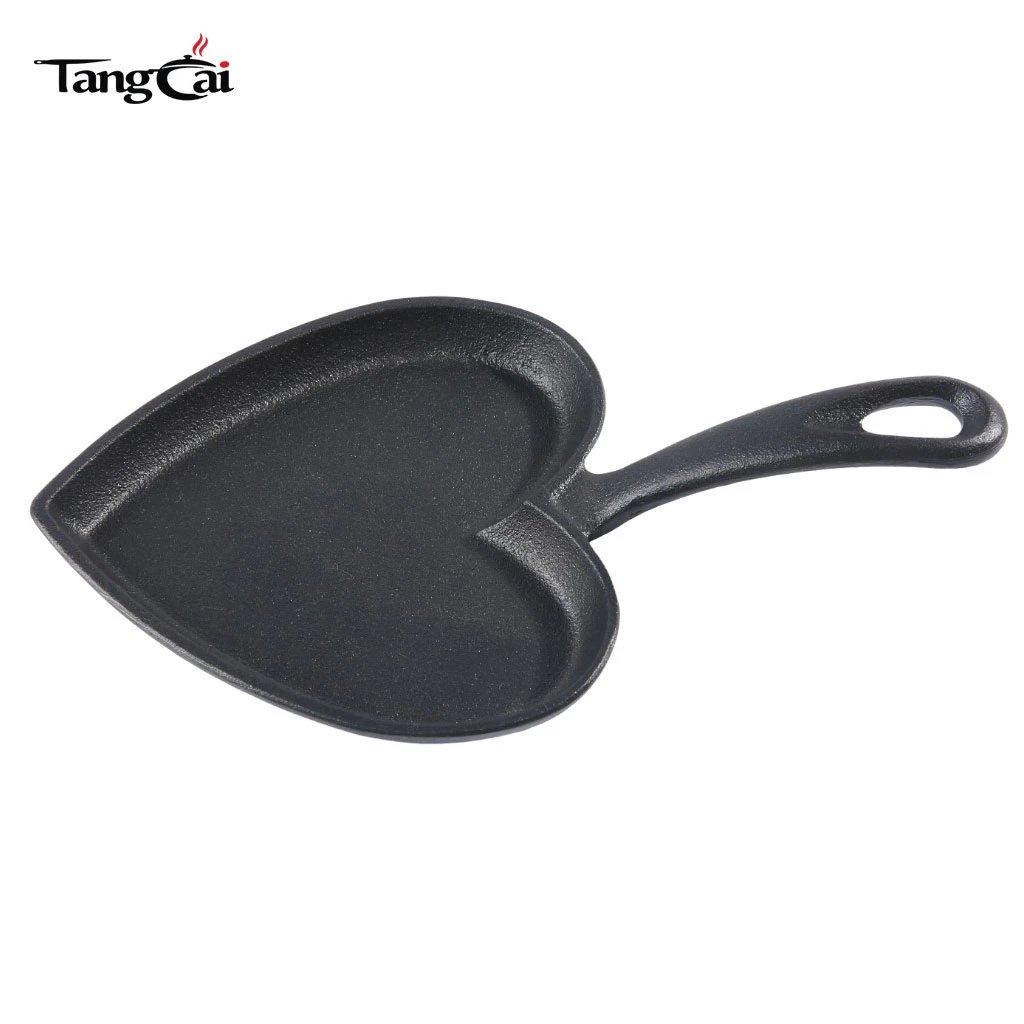 10-Inch Pre-Seasoned Cast Iron Heart Shaped Skillet with Long Handle