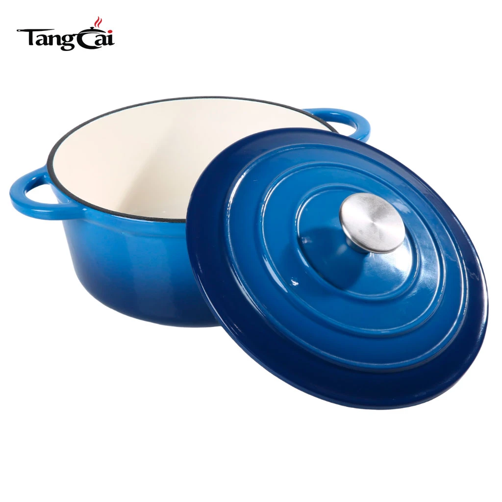 5.5QT Blue Enameled Cast Iron Dutch Oven, Hot-selling Family Casserole Pot with Lid, 1M+ Sold Cookware