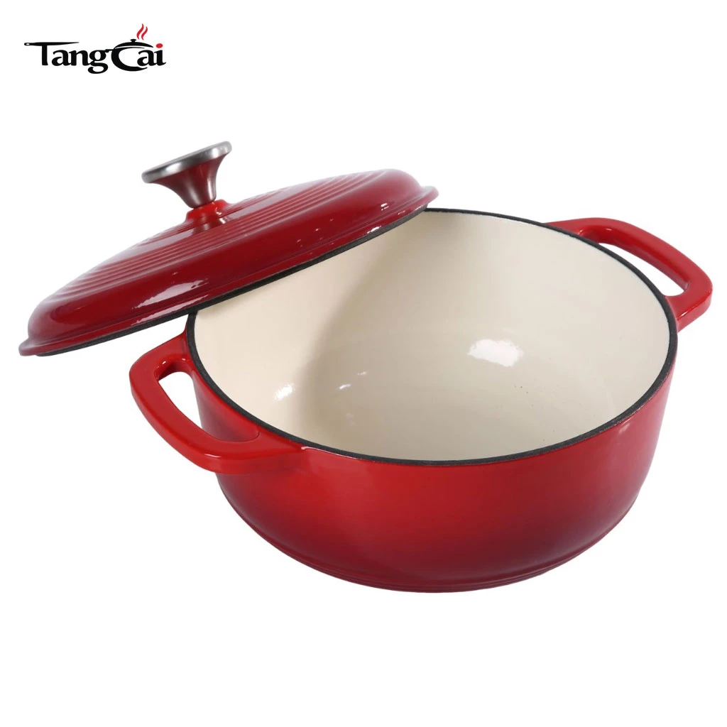 6QT Round Enameled Cast Iron Dutch Oven - Perfect for Sourdough Bread Baking