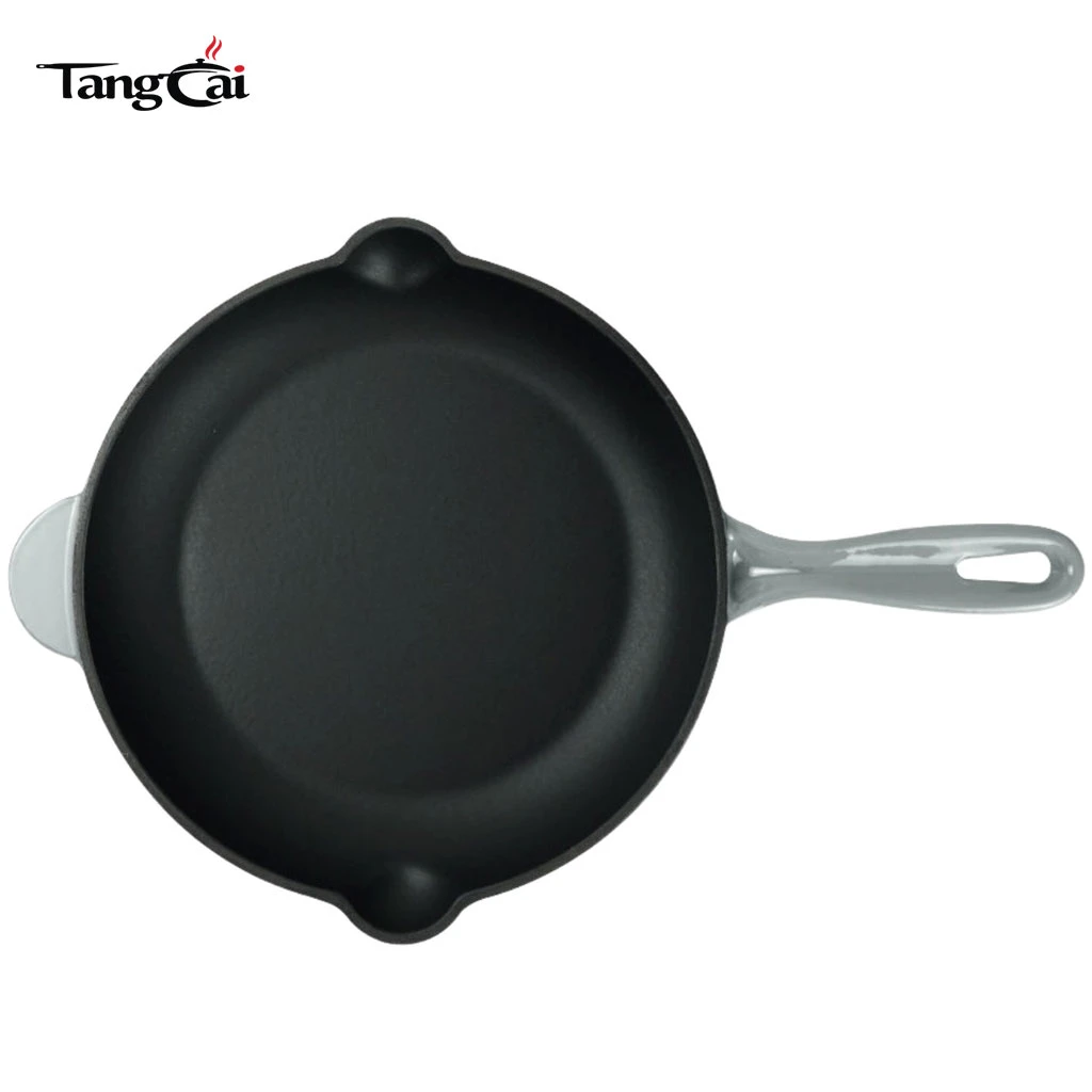 10Inch Enameled Cast Iron Skillet, Non Stick Round Fry Pan Induction Compatible